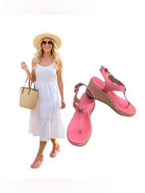 Michael Michael Kors Pink Wedge Espadrille Sandals – Size 6M